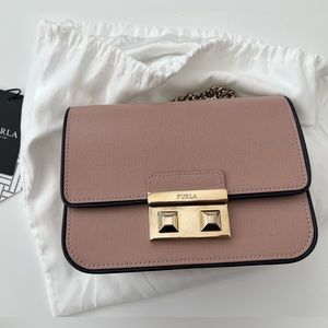 Furla Bella Mini - moonstone with navy trim